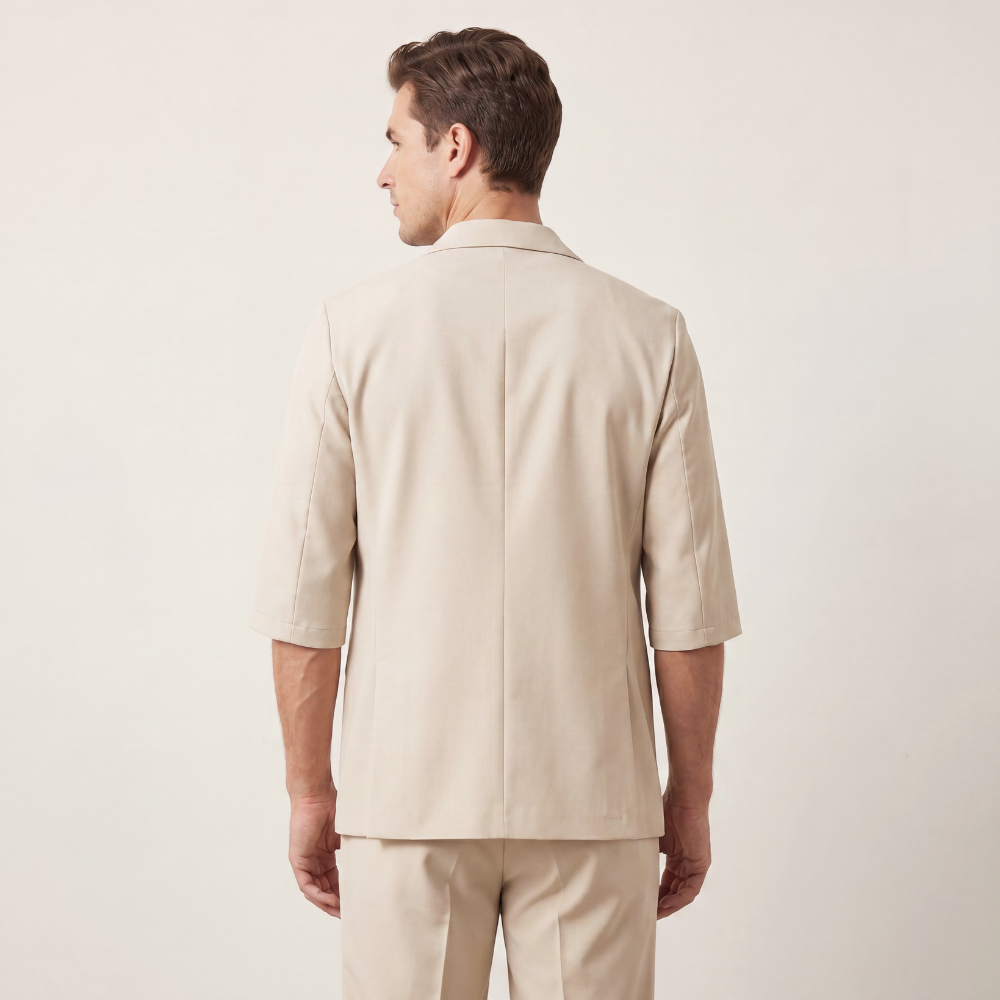 Dama Washington Rhys men's relaxed tailored blazer beige short sleeve - view 3