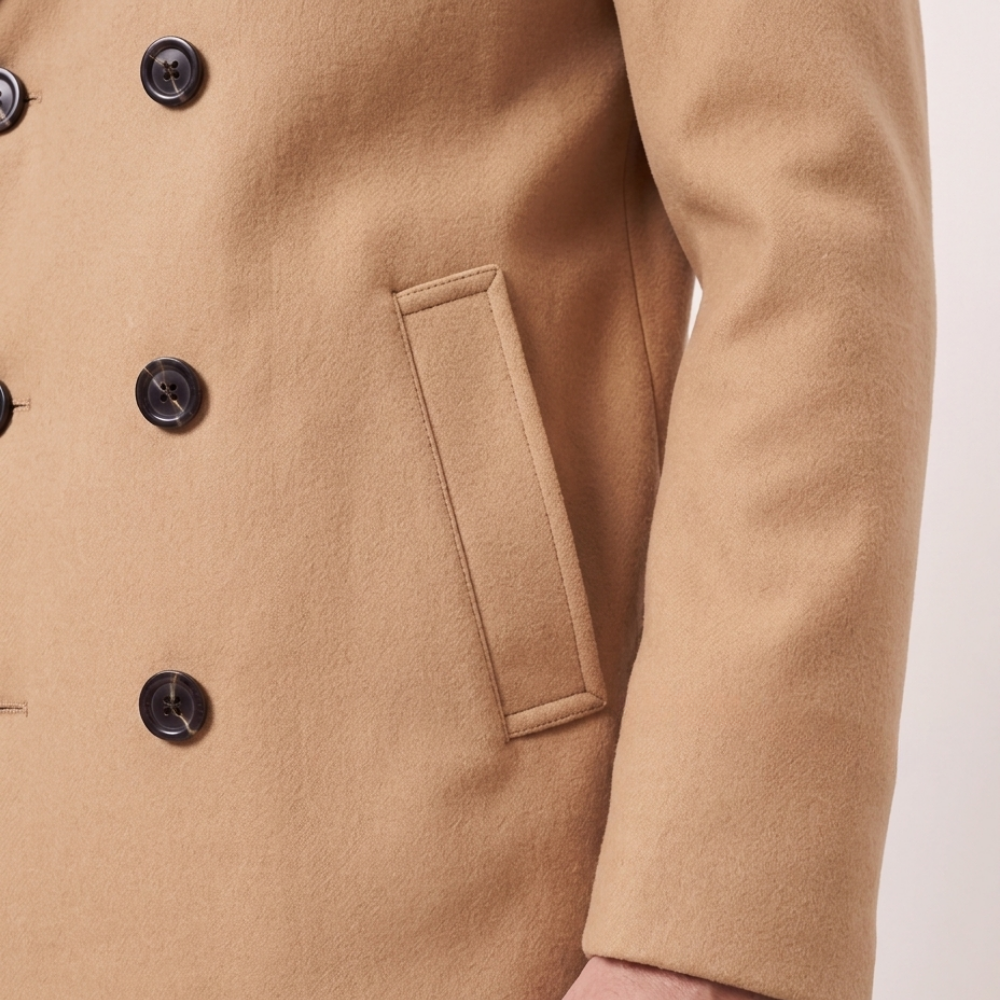 Rhys | Men's Double Breasted Wool Pea Coat Navy