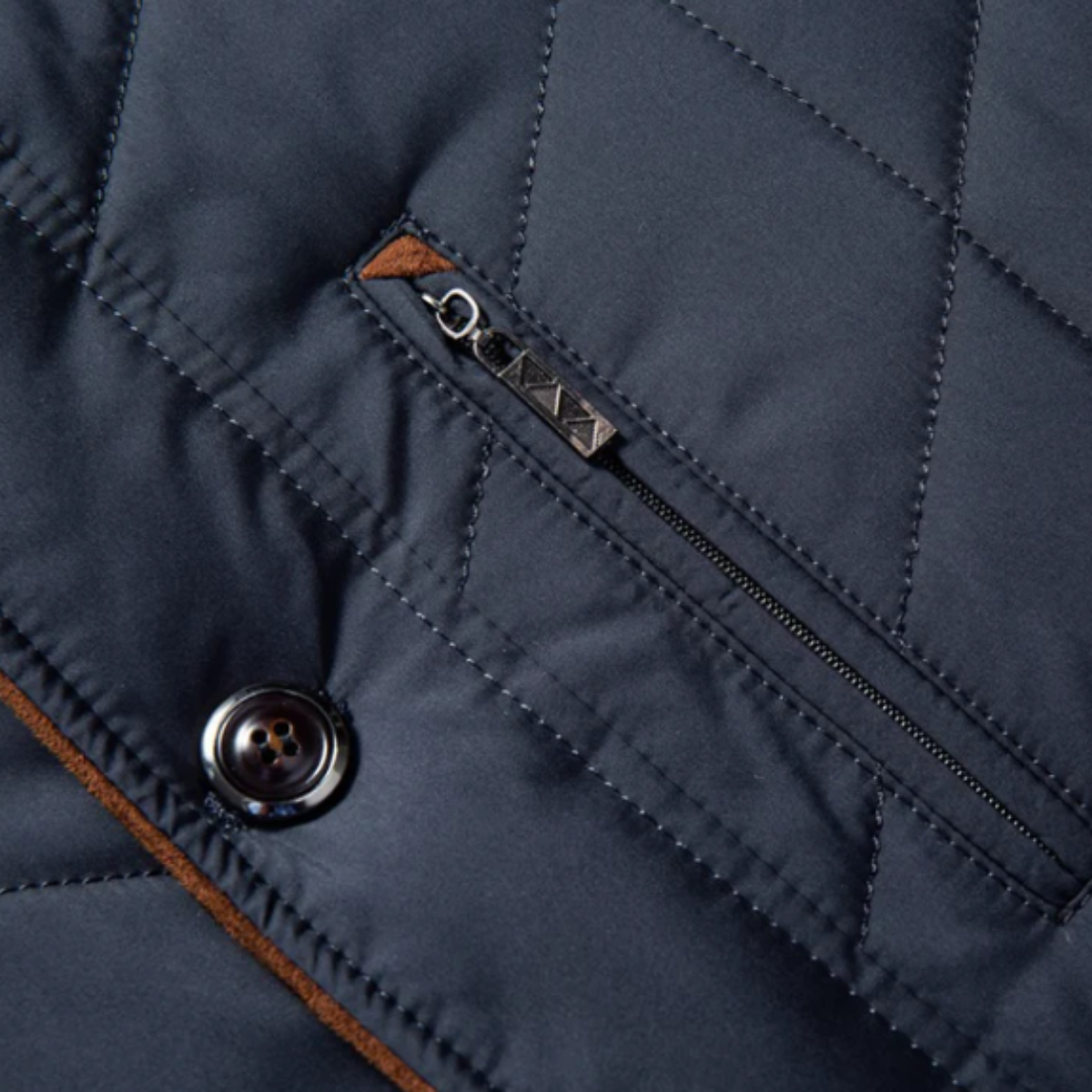 Bram | Men's Quilted Puffer Jacket Navy Velvet Collar