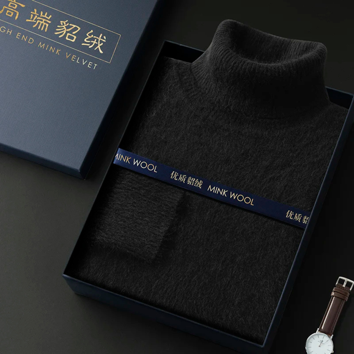 Voss | Men's Turtleneck Wool Sweater Cream