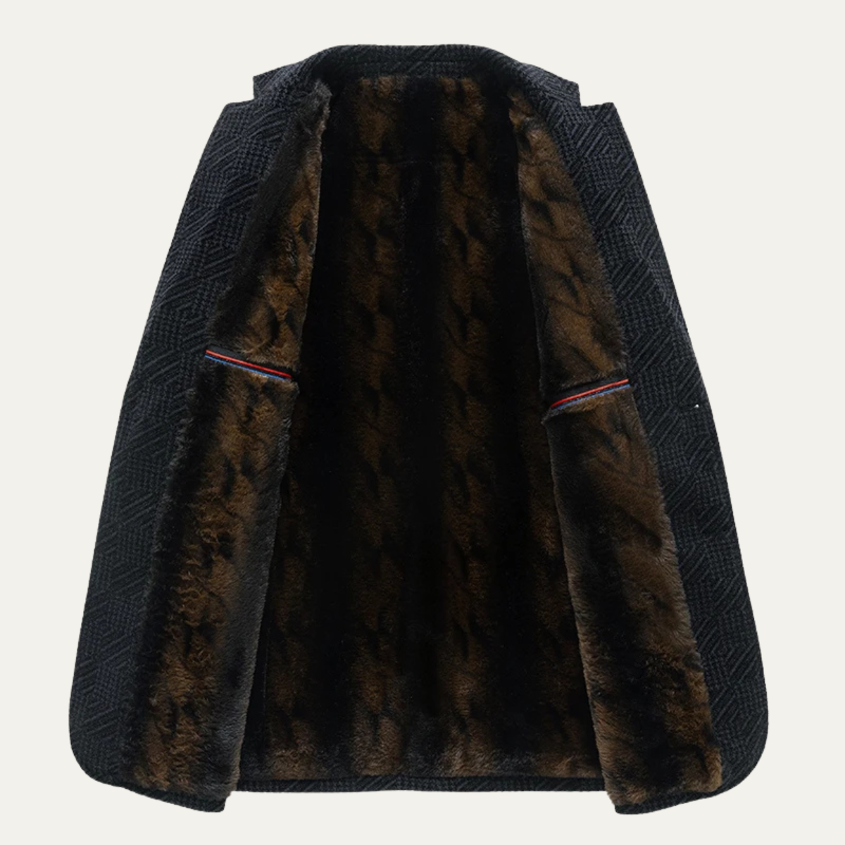 Axel | Men's Houndstooth Blazer Navy With Fur Lining
