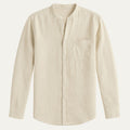 Dama Washington Bram men's linen shirt cream long sleeve button up - front view