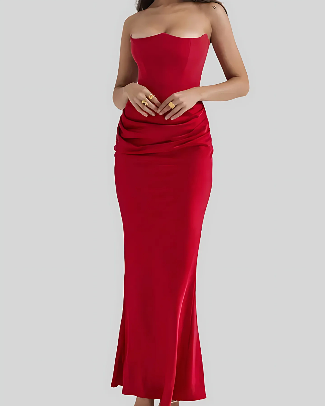 Celine | Women's Ruched Satin Maxi Dress Brown