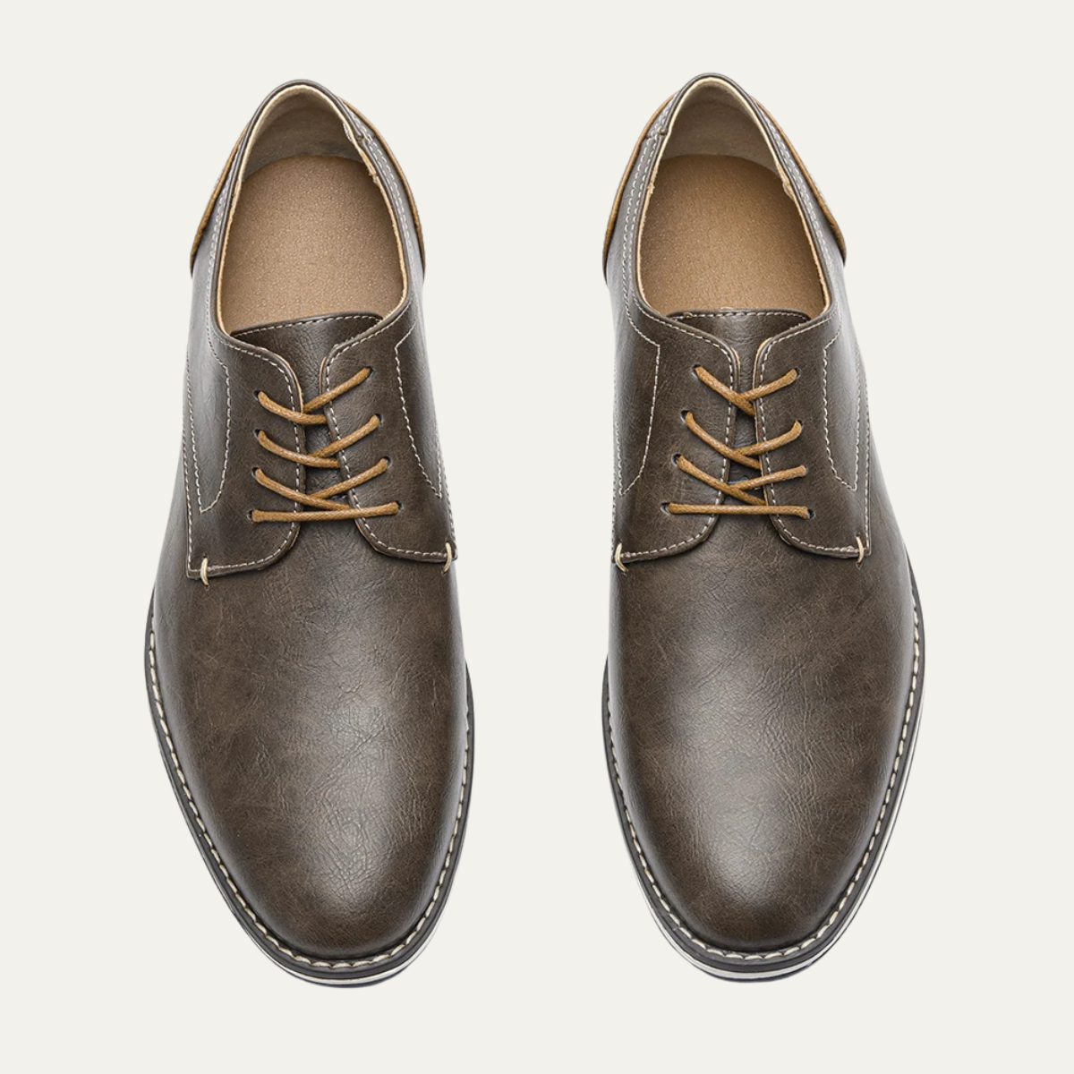 Axel | Men's Casual Oxford Leather Sneakers Gray Brown