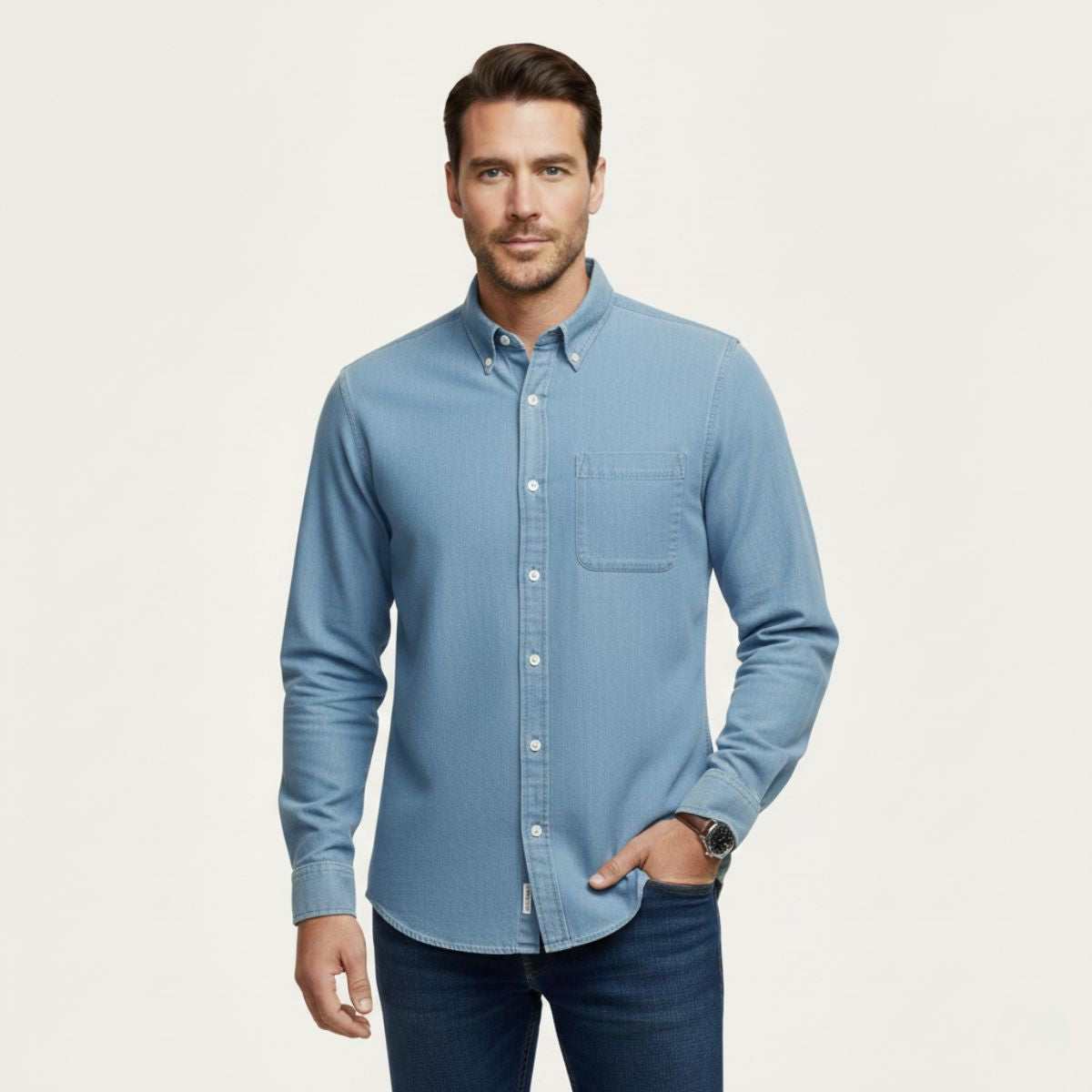 Arlo | Men's Button Up Shirt Black Long Sleeve Casual Oxford