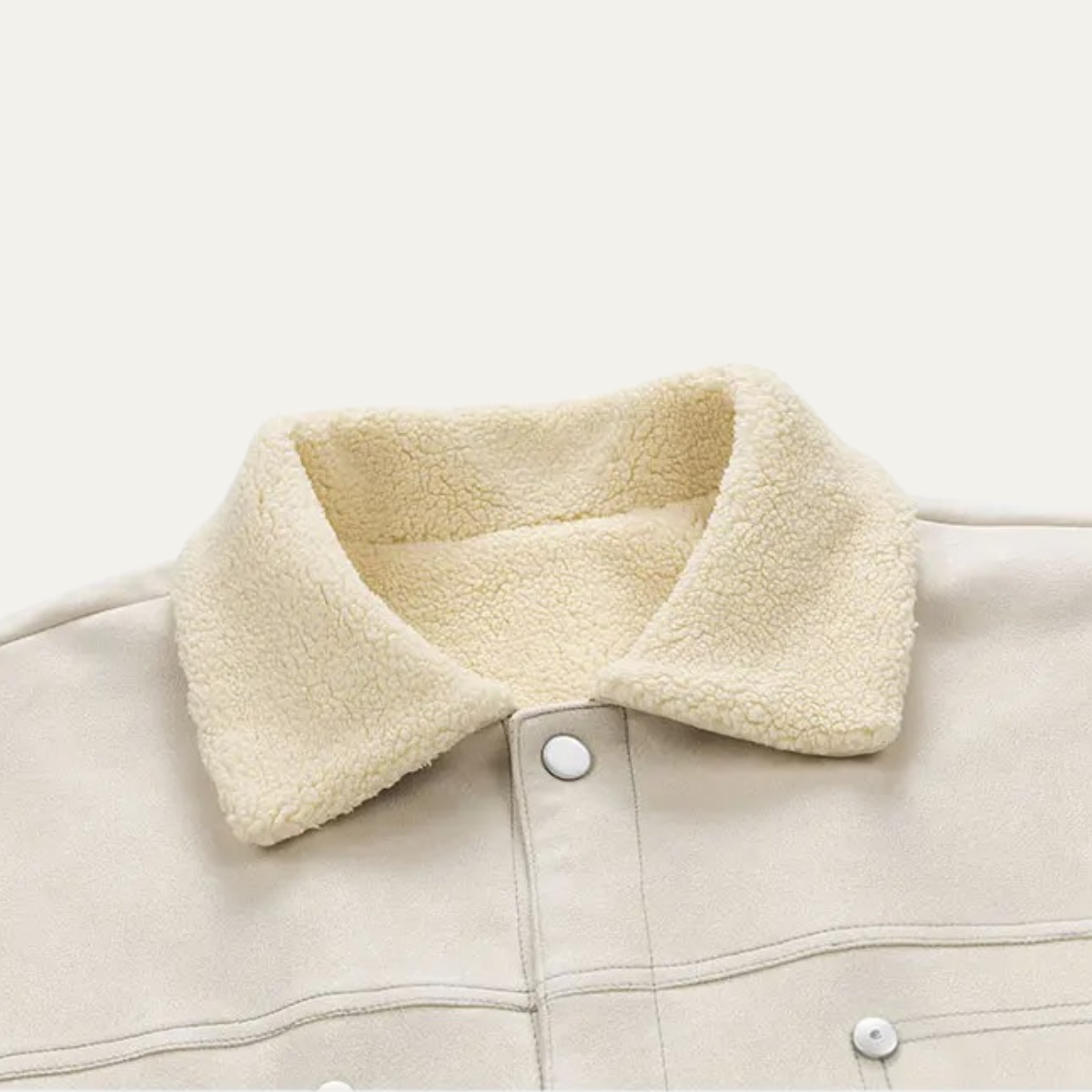 Axel | Men's Sherpa Collar Denim Jacket Cream Button Up