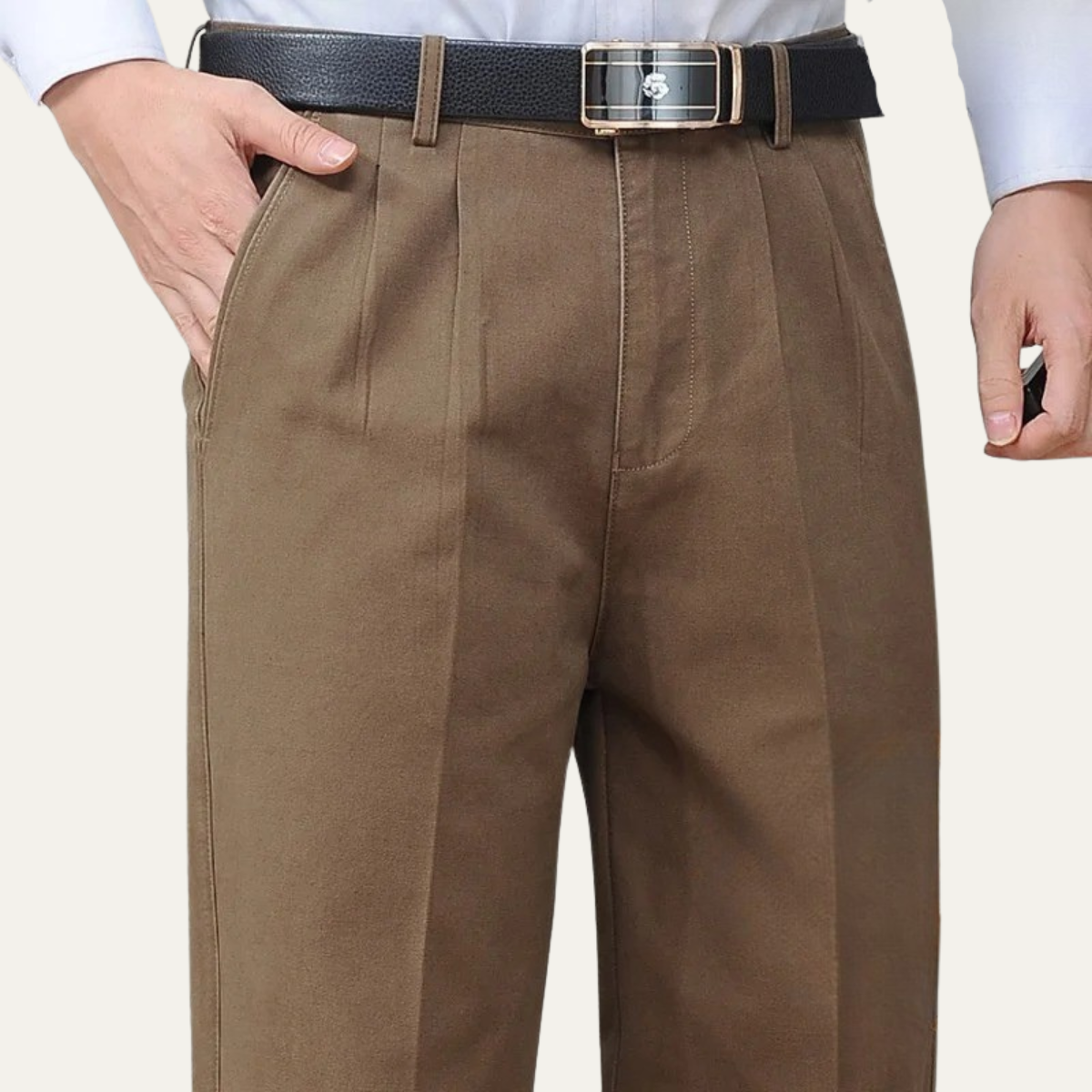 Jasper | Men's Pleated Dress Pants Khaki Cotton