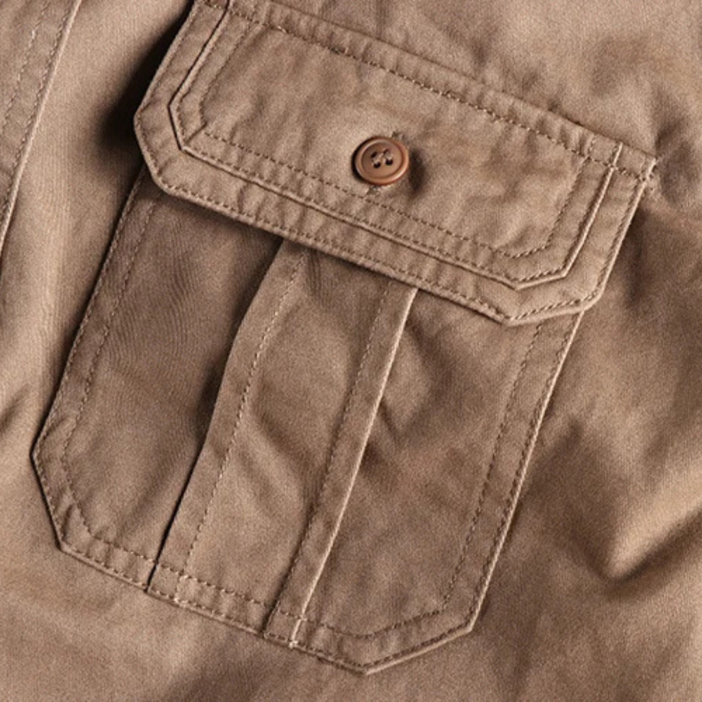 Dama Washington Axel men's utility denim shirt jacket beige long sleeve - view 8