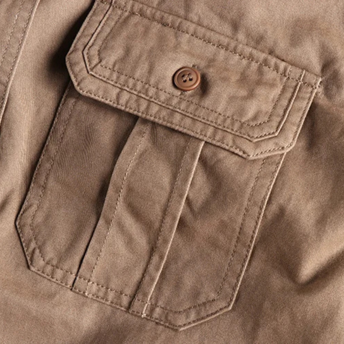 Axel | Men's Utility Denim Shirt Jacket Beige Long Sleeve