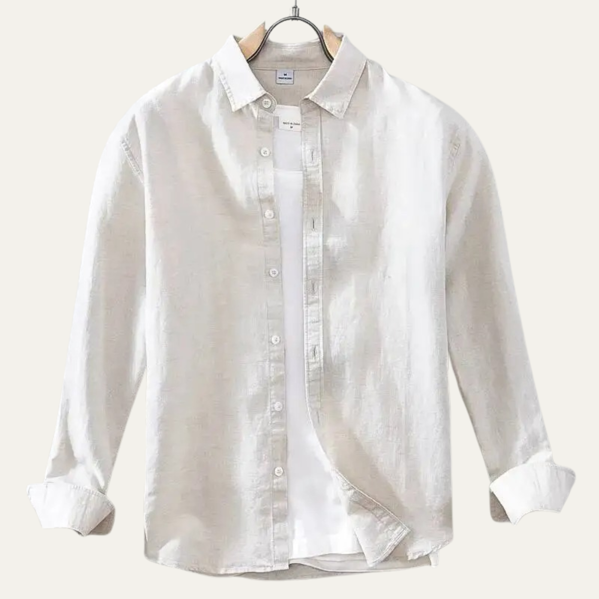 Beau | Men's Casual Linen Cotton Button Up Shirt Black