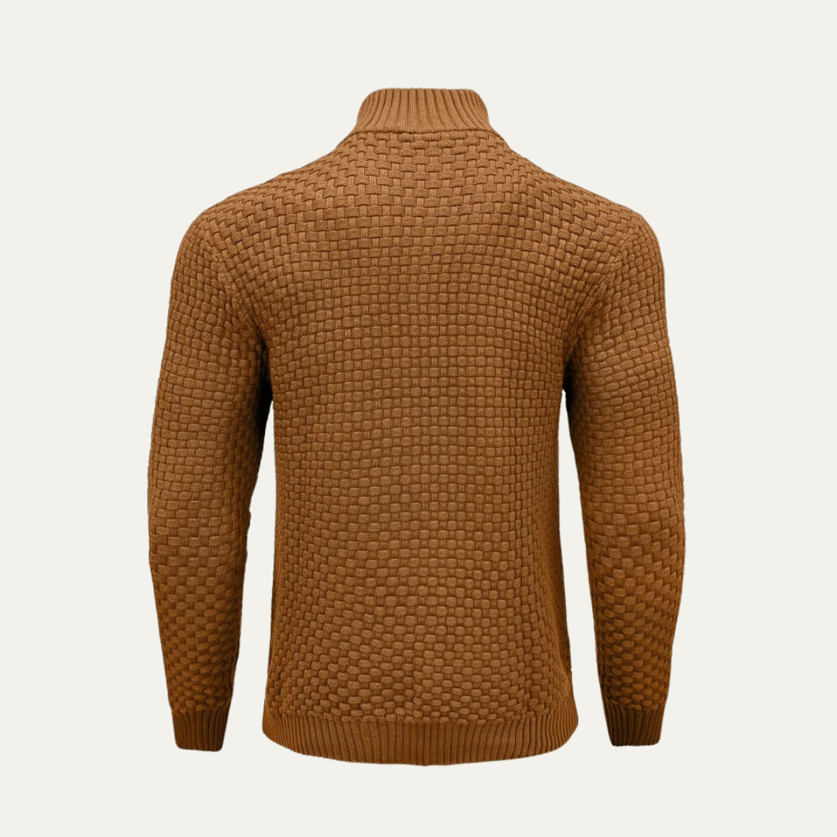 Axel | Men's Textured Quarter Zip Sweater Camel