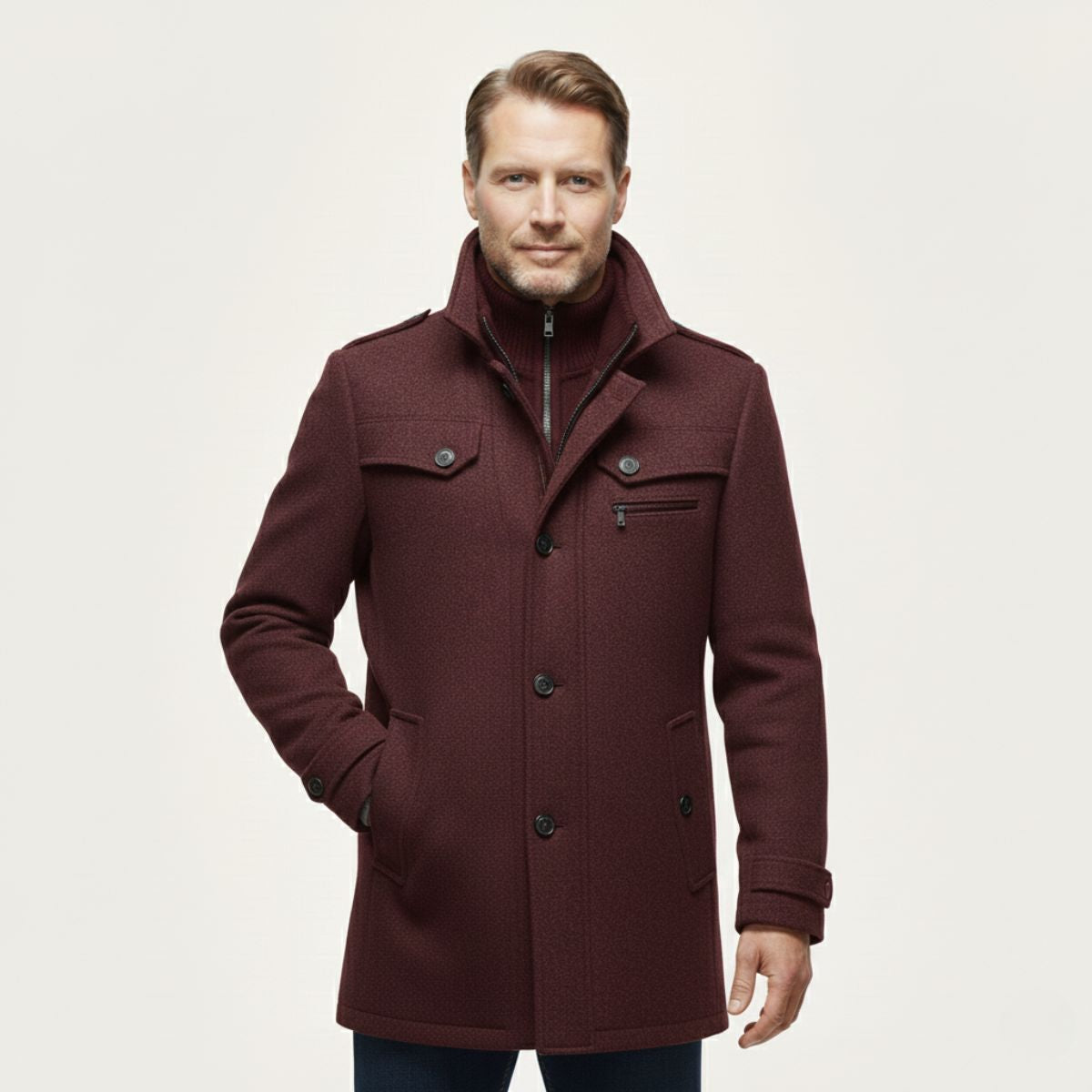 Callum | Men's Smart Casual Wool Blend Camel Coat With Quilted Liner