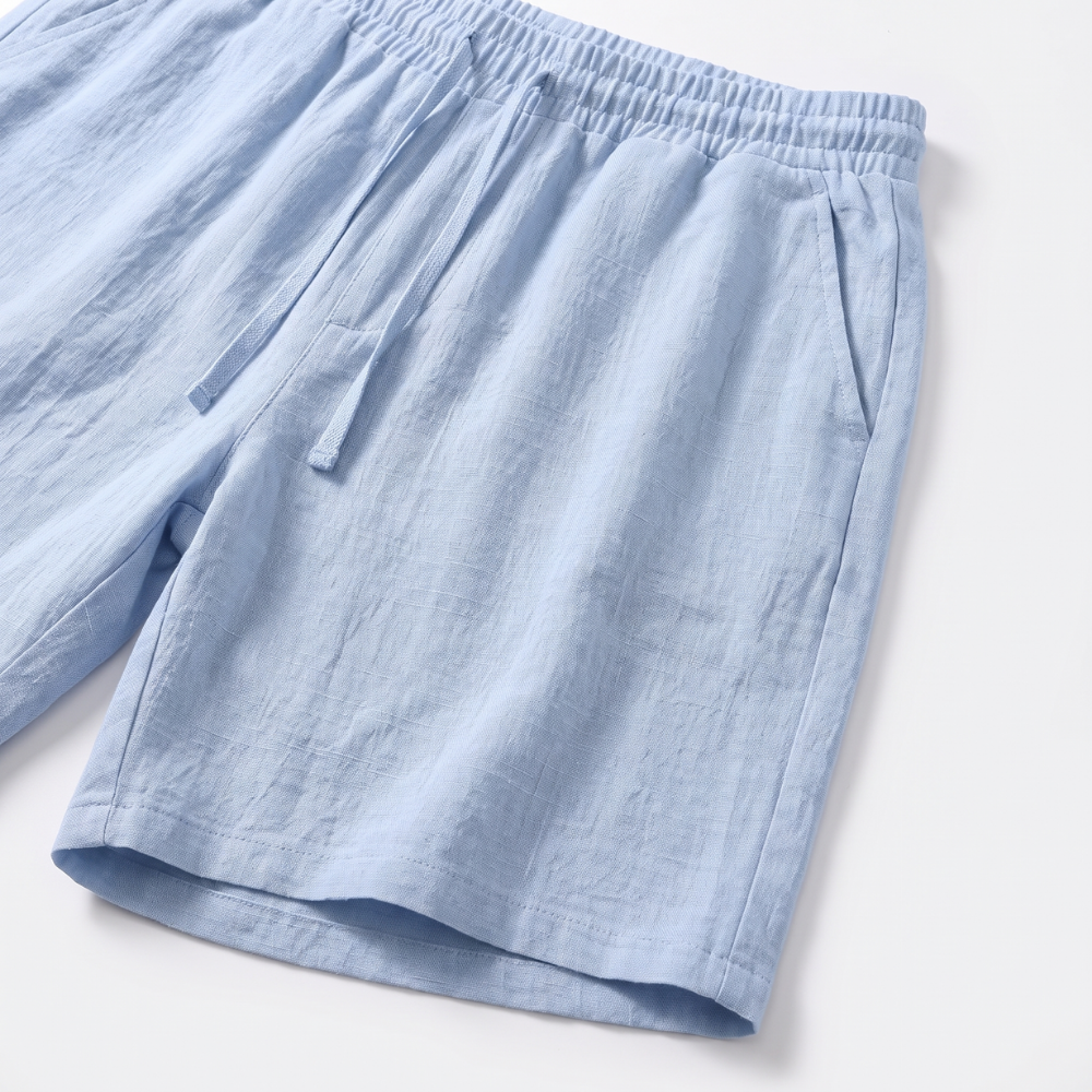 Silas | Men's Casual Linen Button Up Shirt Light Blue Short Sleeve
