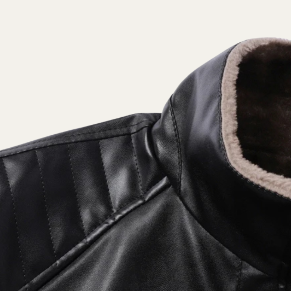 Vane | Men's Sherpa Lined Leather Jacket Black
