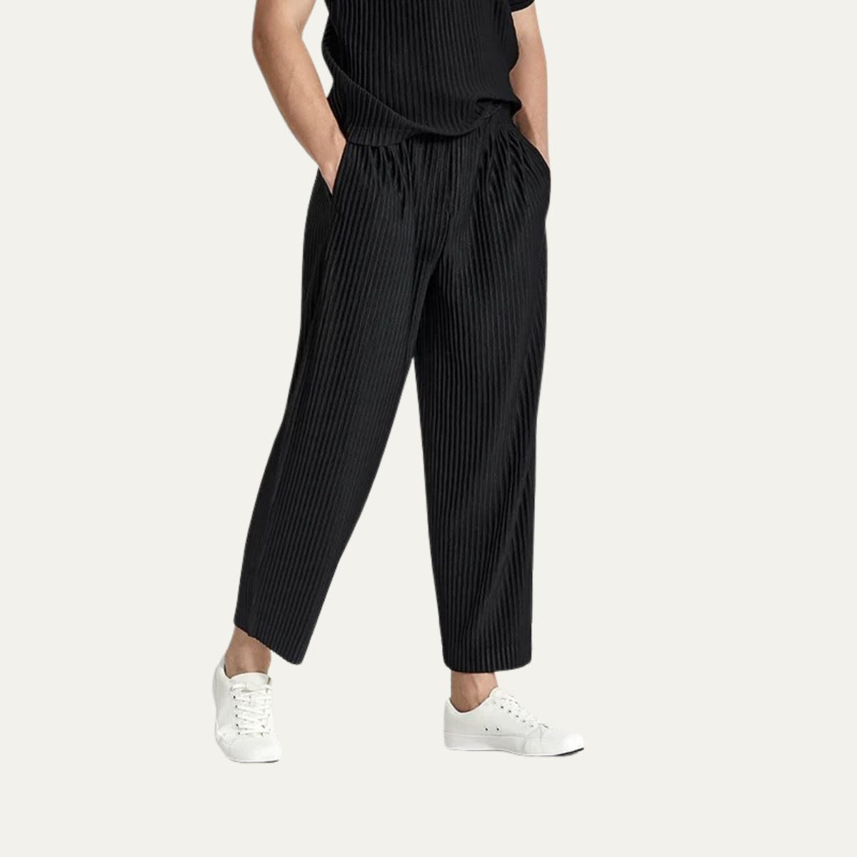 Blake | Men's Relaxed Pleated Pants Cream