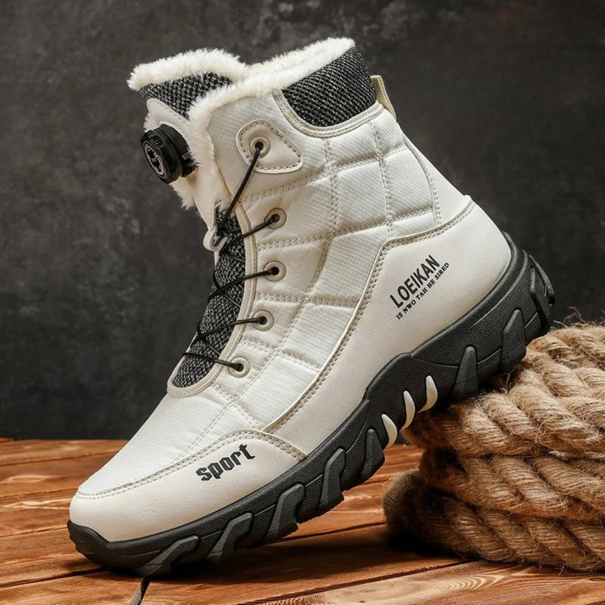 Lars | Men's Waterproof Winter Snow Boots Black Sherpa Lined