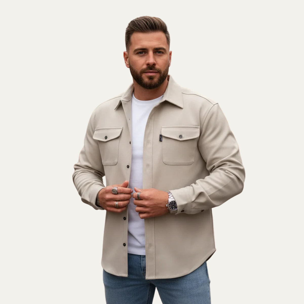 Bram | Men's Utility Overshirt Blue Button Up Casual Jacket