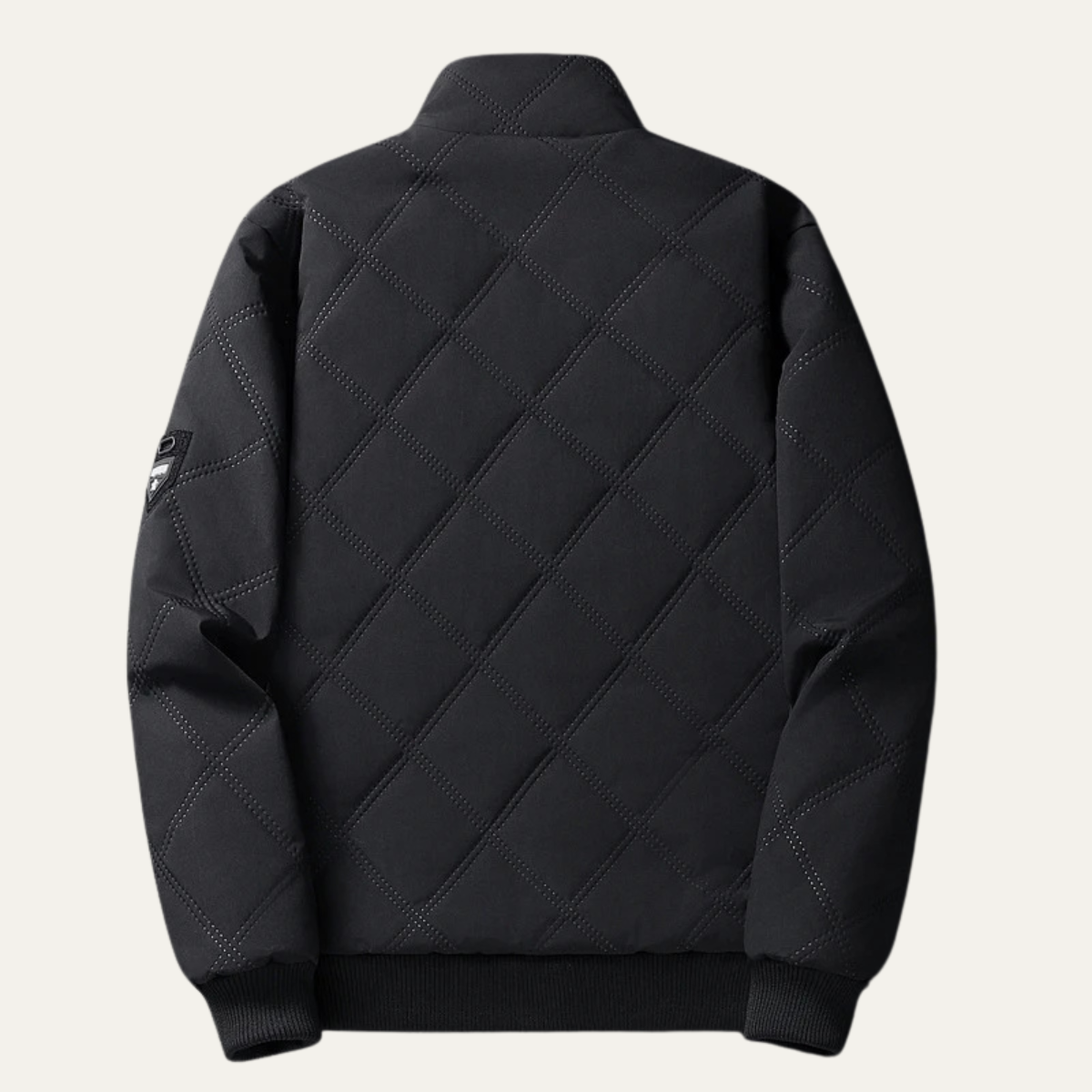 Ezra | Men's Quilted Puffer Jacket Black Sherpa Lined