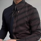 Dama Washington Rhys men's pinstripe dress shirt black long sleeve - view 3