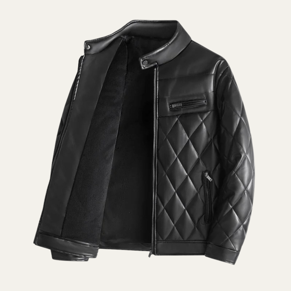 Axel | Men's Quilted Leather Jacket White