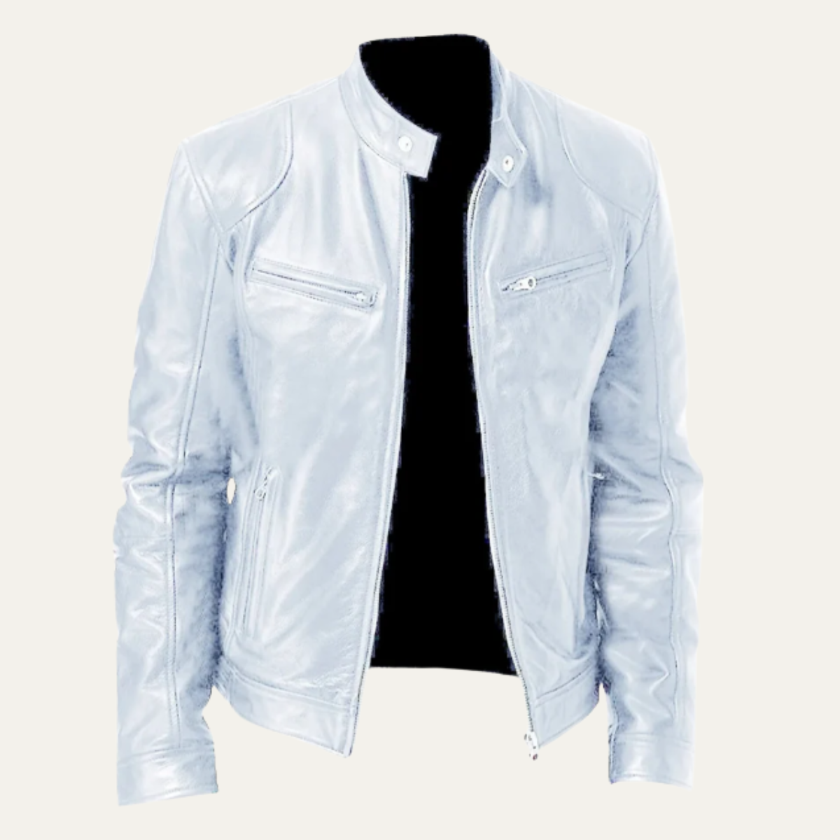 Beau | Men's Leather Jacket Burgundy Zip Up