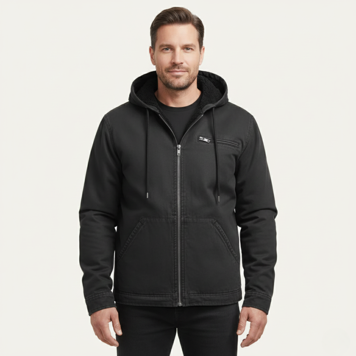 Axel | Men's Fleece Lined Hooded Jacket Camel