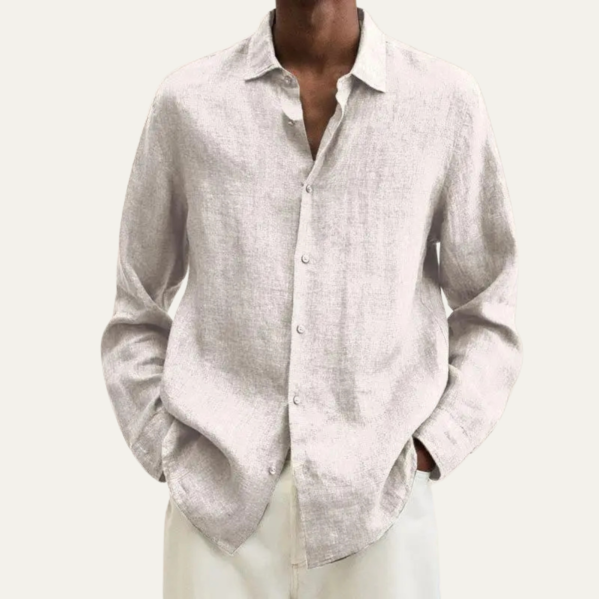 Ash | Men's Linen Cotton Button Up Shirt Mauve Long Sleeve