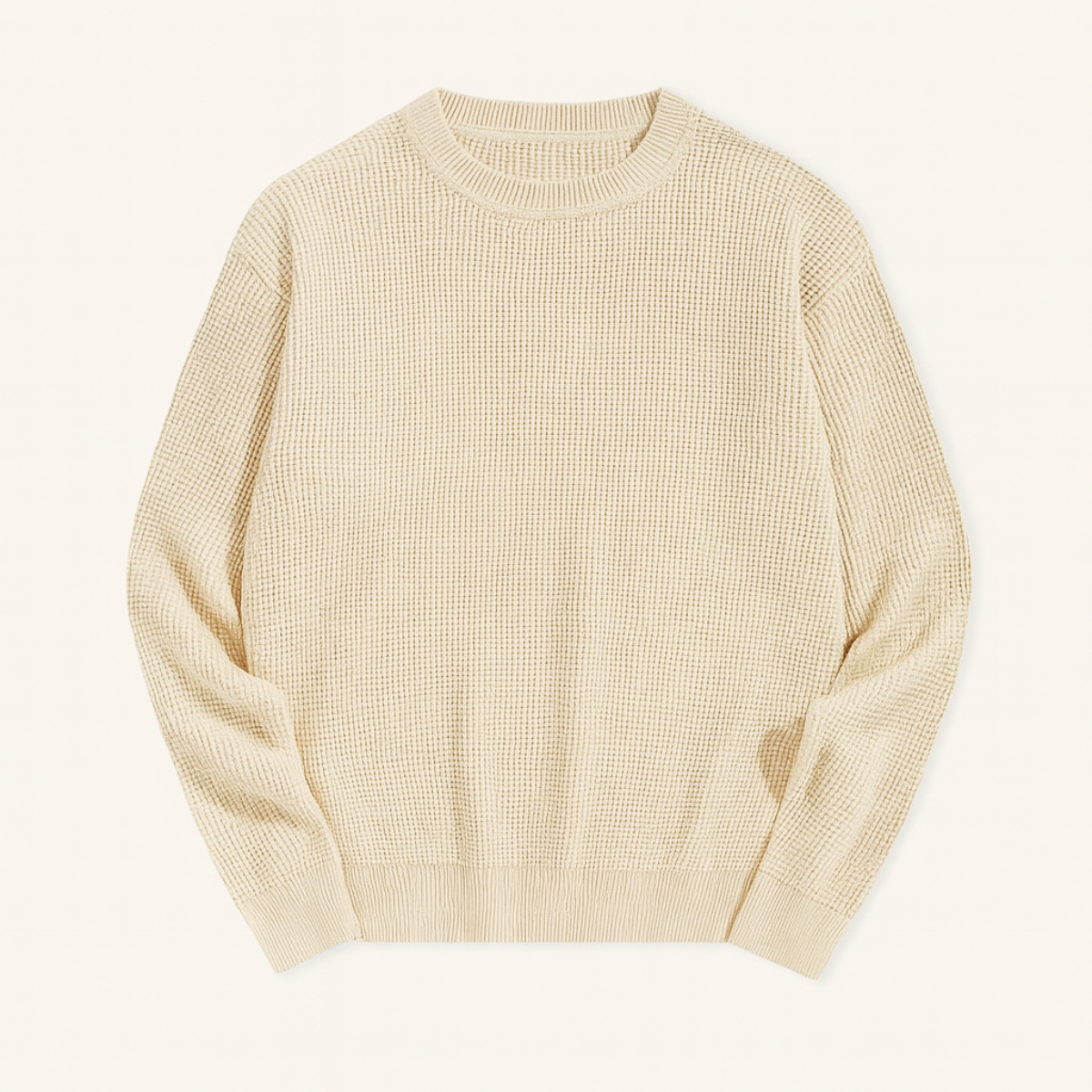 Bram | Men's Crew Neck Sweater Cream Textured Knit