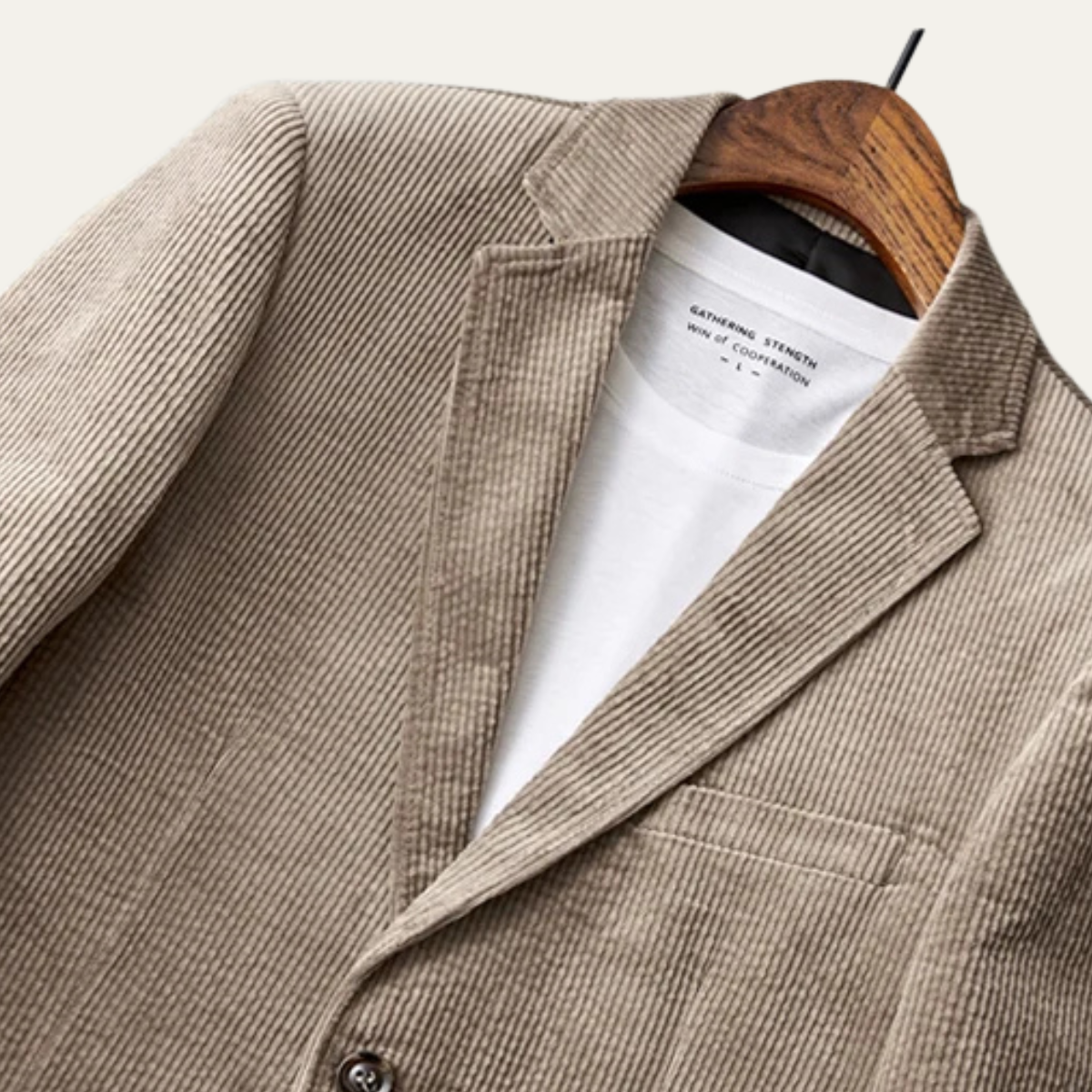 Beau | Men's Casual Corduroy Blazer Beige Two Button