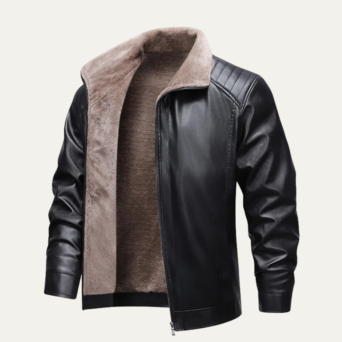 Blake | Men's Sherpa Lined Leather Jacket Brown