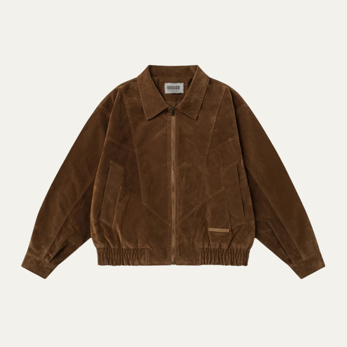 Beau | Men's Suede Bomber Jacket Brown Zip Up