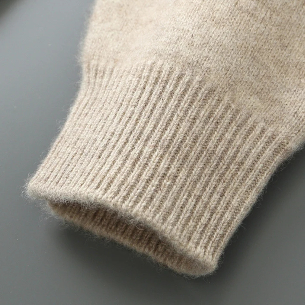 Axel | Men's Crew Neck Cardigan Cream Zip Up