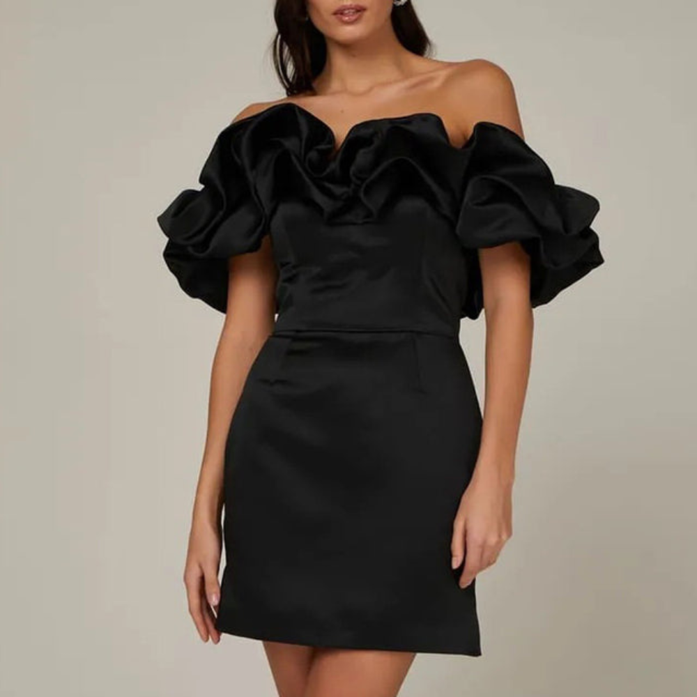 Demi | Women's Off Shoulder Ruffle White Mini Dress