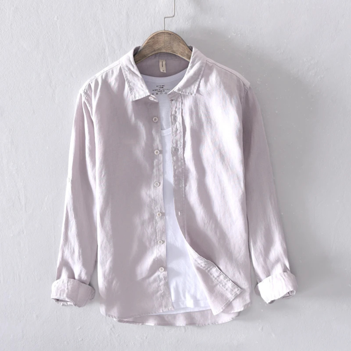 Callum | Men's Linen Button Up Shirt White Long Sleeve