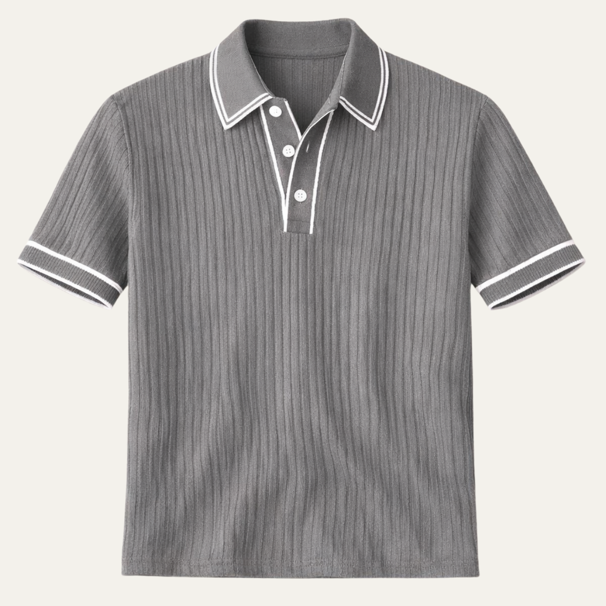 Sage | Men's Ribbed Knit Polo Shirt Gray Short Sleeve