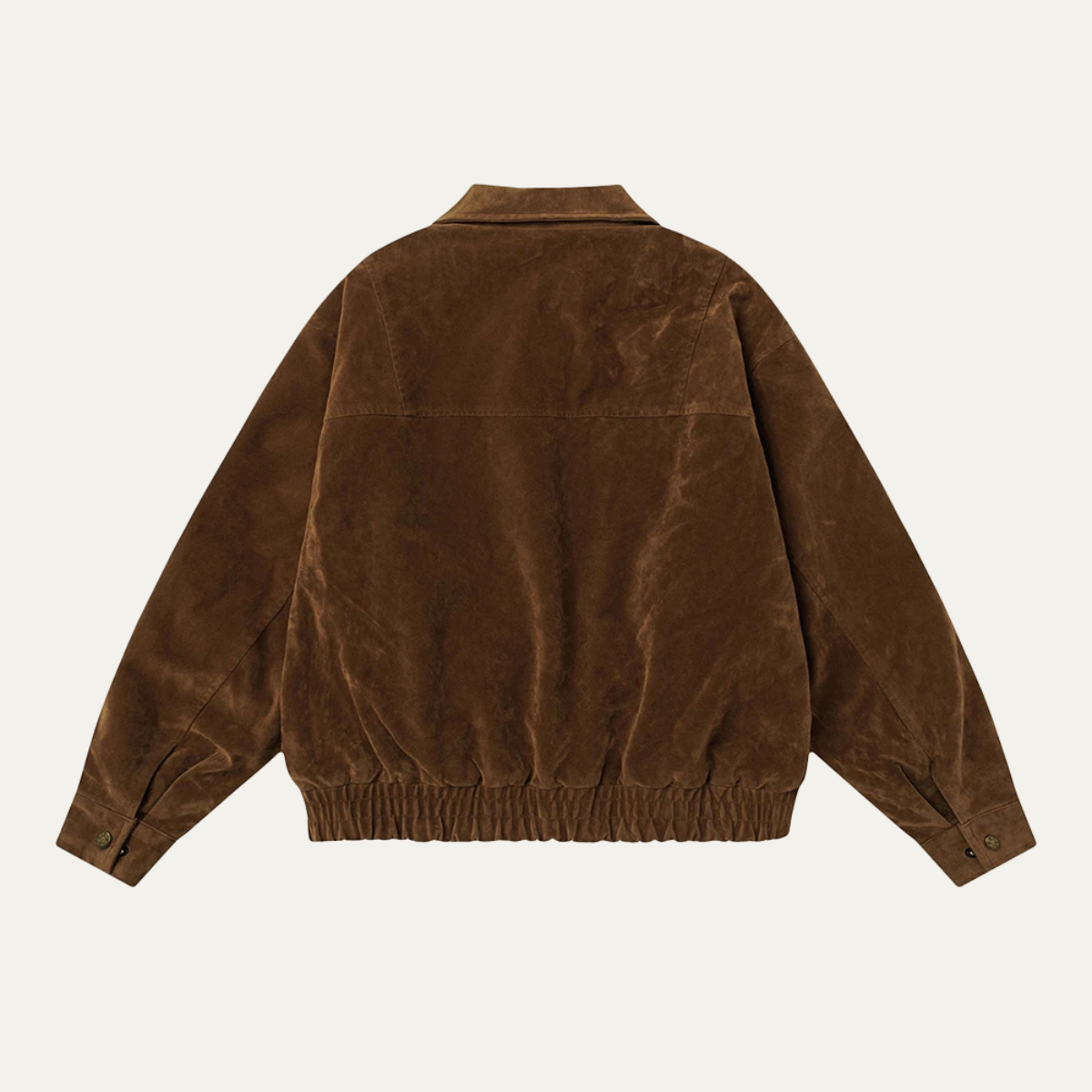 Beau | Men's Suede Bomber Jacket Brown Zip Up