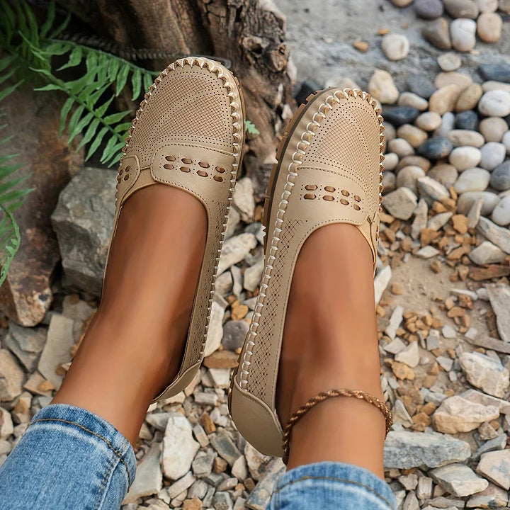 Aria | Women's Perforated Loafer Cream Slip On Comfort