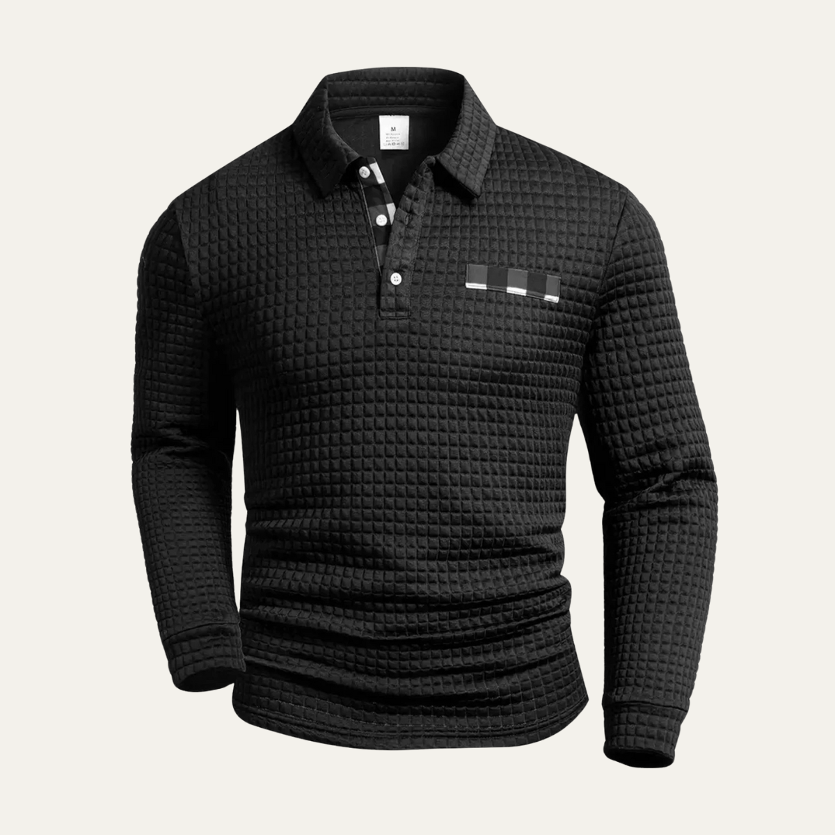 Blake | Men's Quilted Polo Shirt White Long Sleeve