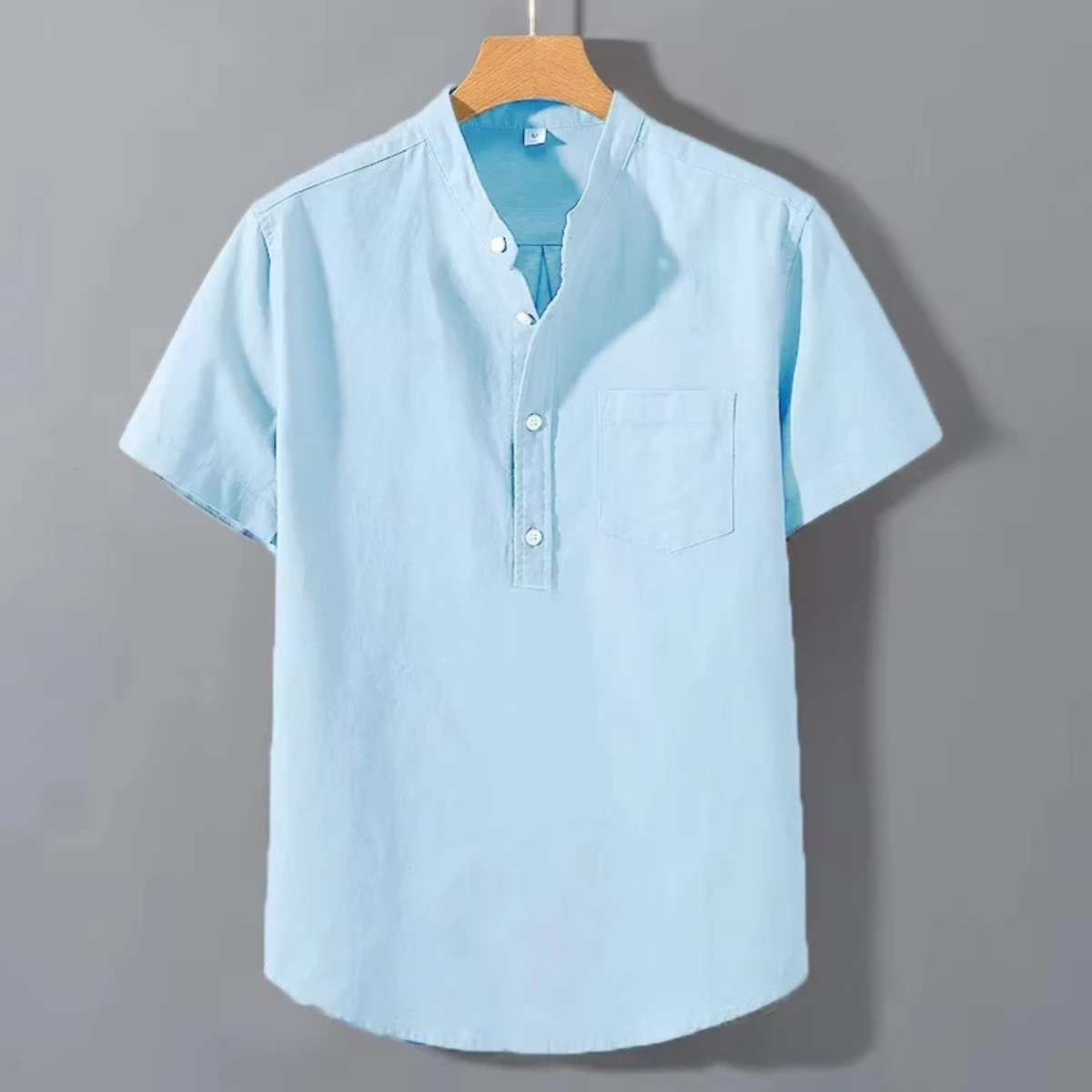 Beau | Men's Cream Linen Short Sleeve Shirt Chest Pocket
