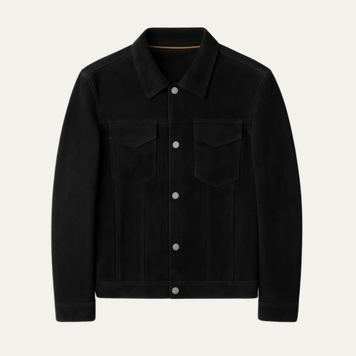 Dama Washington Axel men's denim jacket black button up - front view