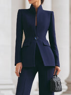 Dama Washington Vera women's tailored blazer and pant set navy long sleeve - view 6