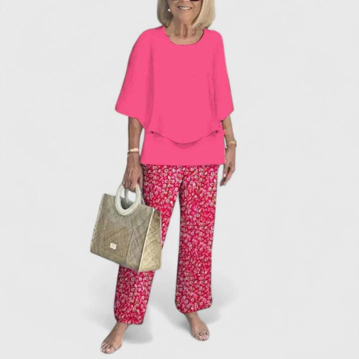 Stella | Women's Lounge Set Sage Green Floral Print Pants