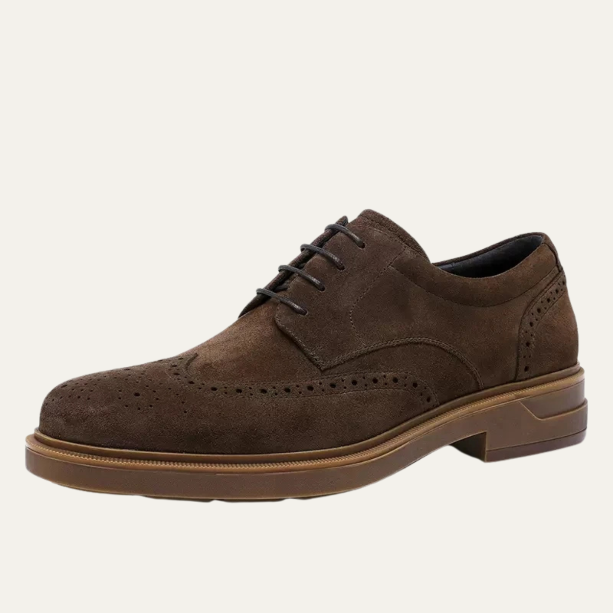 Nash | Men's Suede Leather Wingtip Oxford Olive Brown Sole