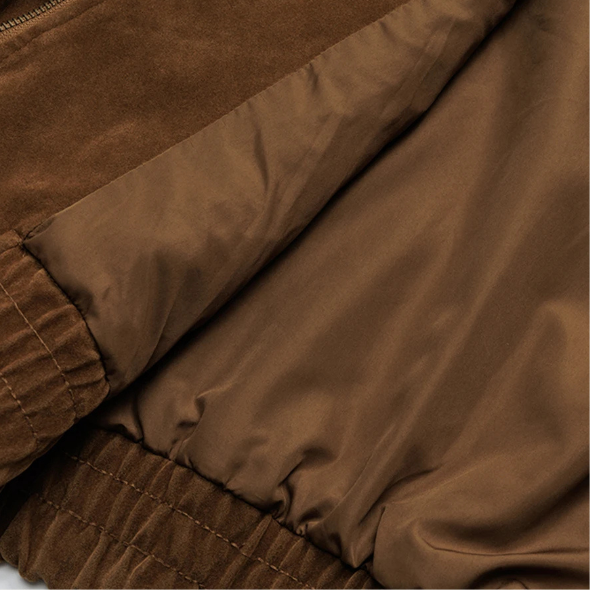 Beau | Men's Suede Bomber Jacket Brown Zip Up
