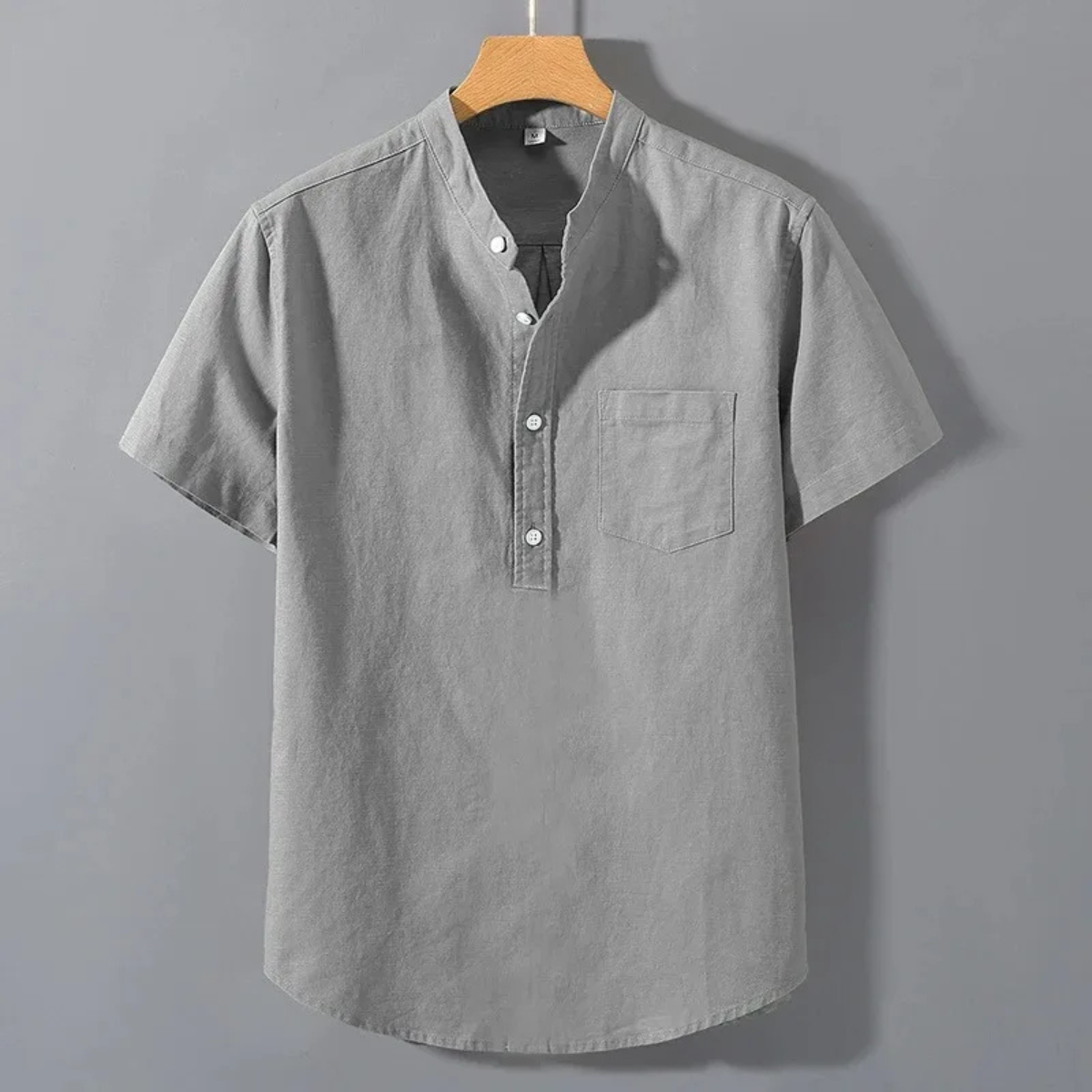 Beau | Men's Cream Linen Short Sleeve Shirt Chest Pocket