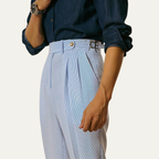 Dama Washington Ezra men's pleated dress pants light blue high waist - view 4