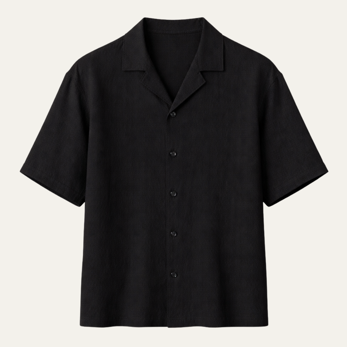 Sage | Men's Camp Collar Shirt Black Short Sleeve