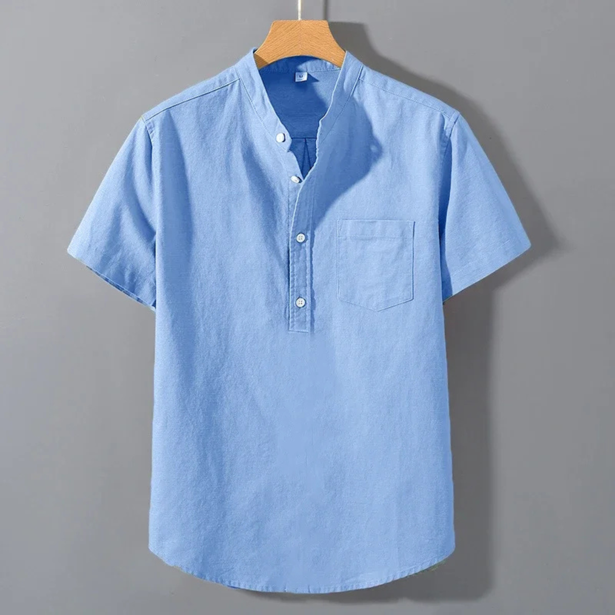 Axel | Men's Short Sleeve Henley Shirt Gray