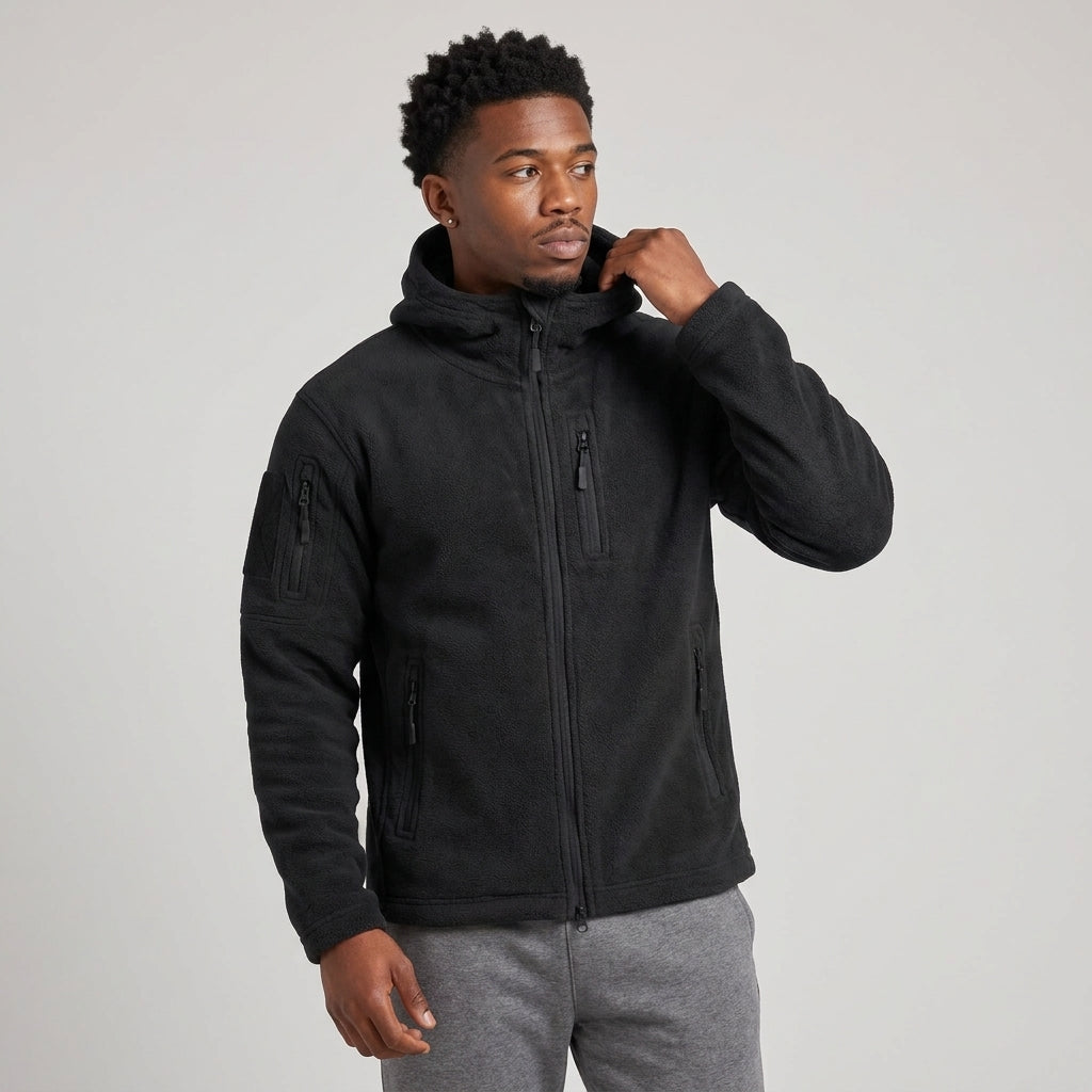 Dama Washington Vance hooded tactical fleece jacket Black - model front view