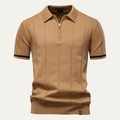 Dama Washington Beau men's casual half zip polo shirt camel - front view